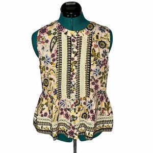 Anthro Blue Tassel Caccini Lace Peplum Top NWT